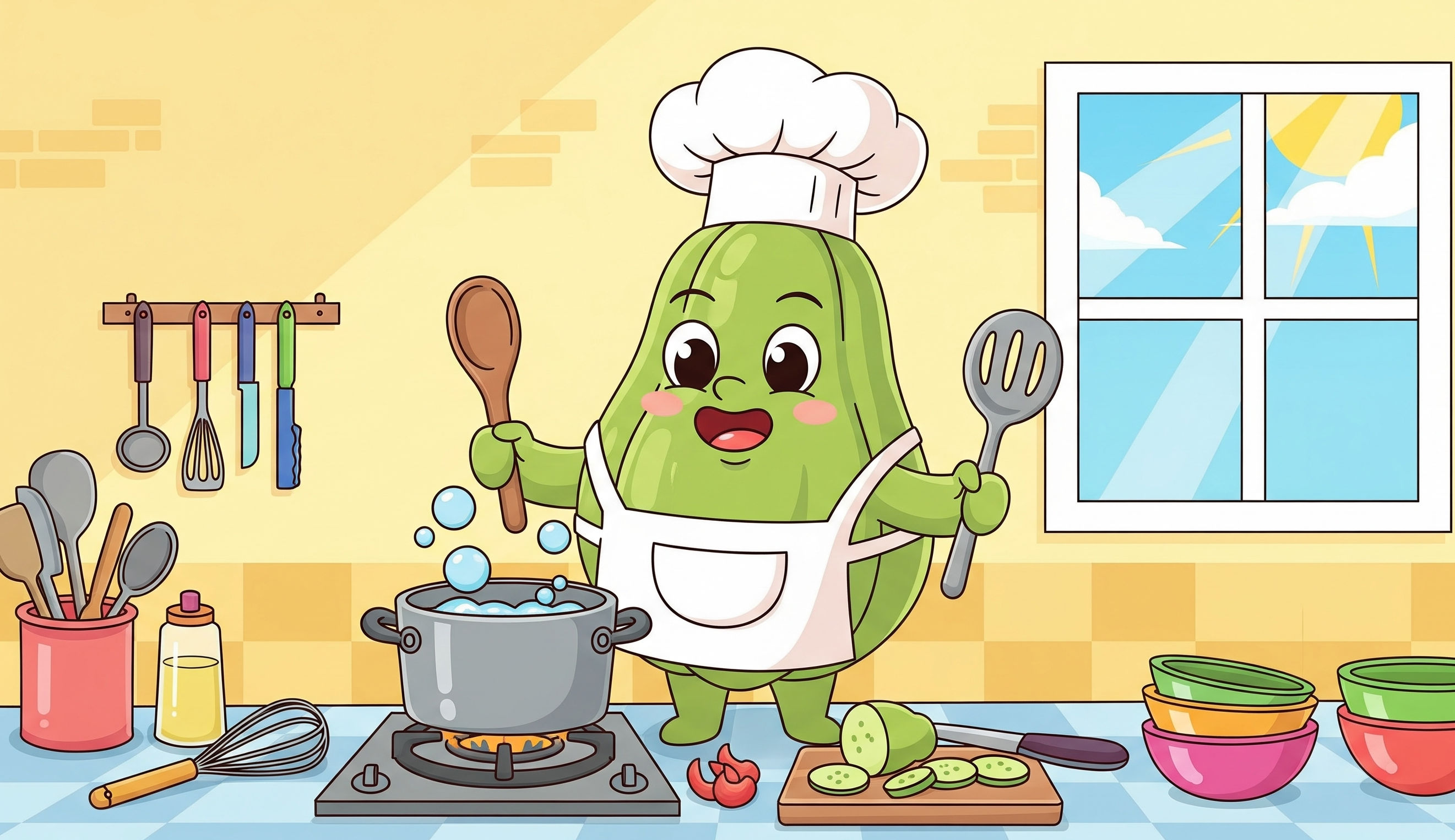 Representación imaginativa de la versatilidad culinaria del chayote